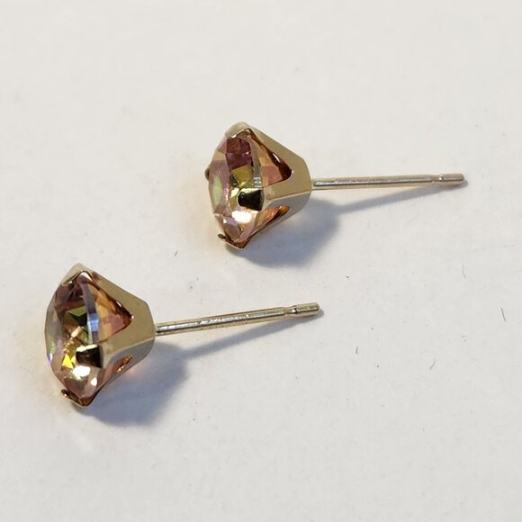 NIB VTG 14K Solid Gold 'Gizmo' (Pink) Mystic Topaz Stud Earrings - Picture 10 of 16